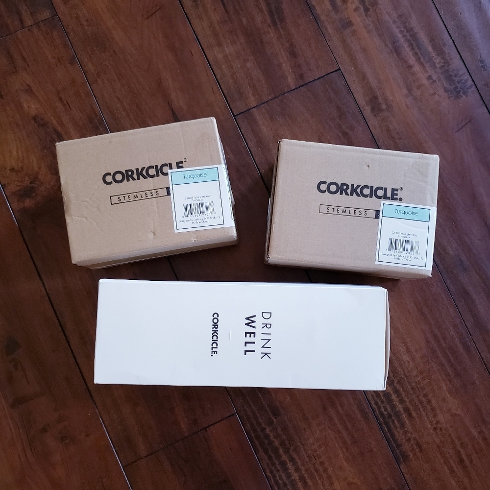 Uline Branded - Corkcicle 60 oz Canteen w/ 4 Stemless Wine Glass Set - Turquoise - Picture 8 of 12